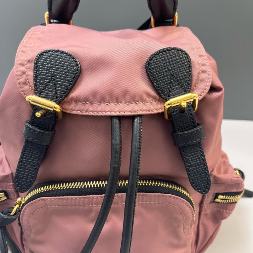 Burberry Small Rucksack Backpack Nylon Calfskin New Rosette Black
