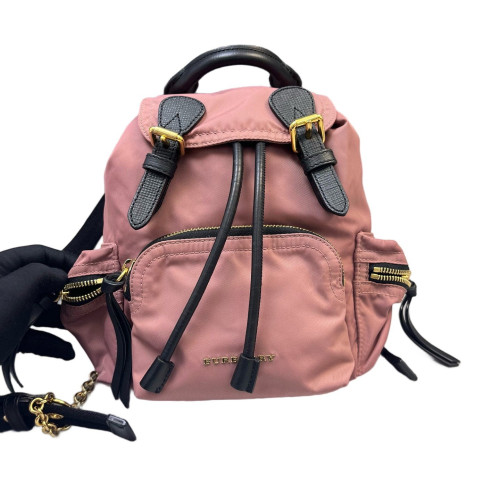 Burberry Small Rucksack Backpack Nylon Calfskin New Rosette Black