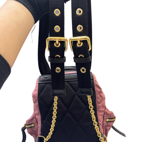 Burberry Small Rucksack Backpack Nylon Calfskin New Rosette Black