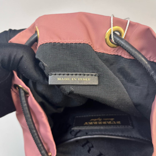 Burberry Small Rucksack Backpack Nylon Calfskin New Rosette Black