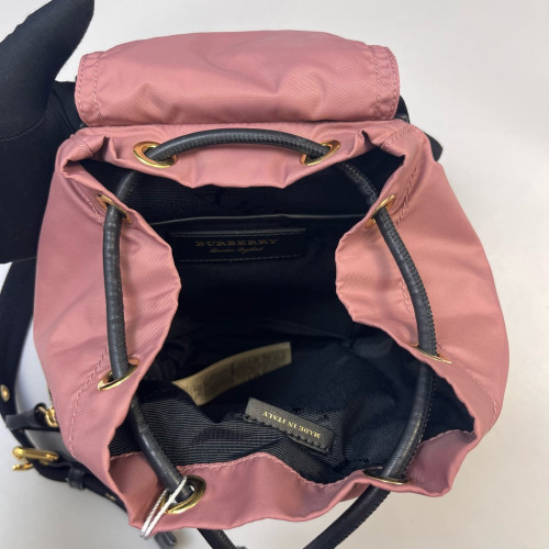Burberry Small Rucksack Backpack Nylon Calfskin New Rosette Black