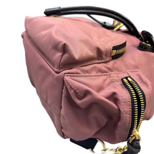 Burberry Small Rucksack Backpack Nylon Calfskin New Rosette Black
