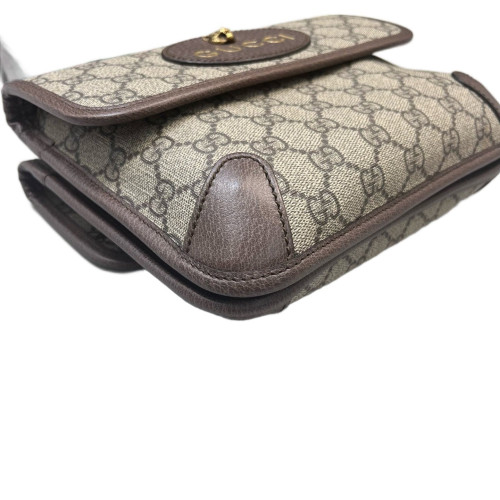 Gucci Web Small Neo Vintage Double Flap Messenger Bag GG Supreme Monogram Beige Brown Green