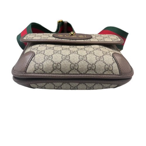 Gucci Web Small Neo Vintage Double Flap Messenger Bag GG Supreme Monogram Beige Brown Green