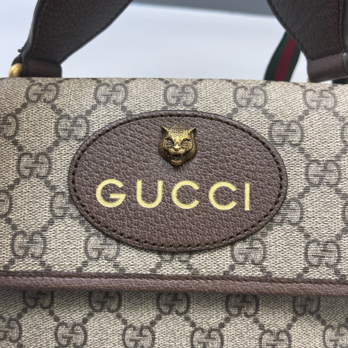 Gucci Web Small Neo Vintage Double Flap Messenger Bag GG Supreme Monogram Beige Brown Green