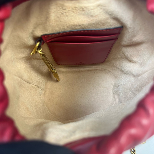 Gucci Chevron Mini GG Marmont Bucket Bag Calfskin Red