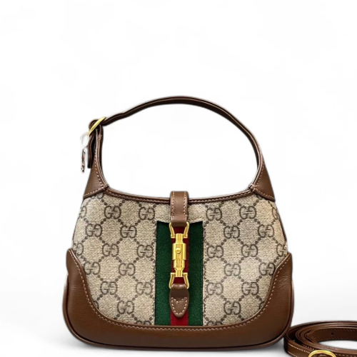 Gucci Mini Jackie 1961 Hobo GG Supreme Monogram Beige Brown Green