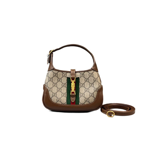 Gucci Mini Jackie 1961 Hobo GG Supreme Monogram Beige Brown Green