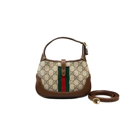Gucci Mini Jackie 1961 Hobo GG Supreme Monogram Beige Brown Green