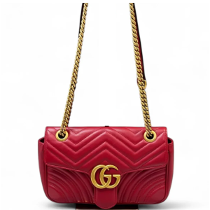 Gucci Chevron Small GG Marmont Calfskin Red