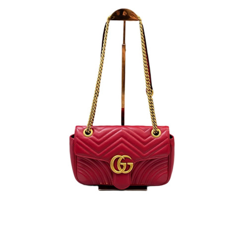 Gucci Chevron Small GG Marmont Calfskin Red