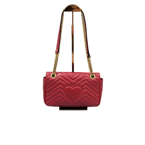 Gucci Chevron Small GG Marmont Calfskin Red