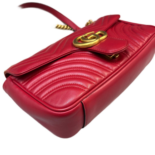 Gucci Chevron Small GG Marmont Calfskin Red