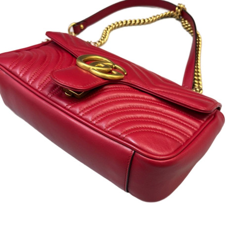 Gucci Chevron Small GG Marmont Calfskin Red
