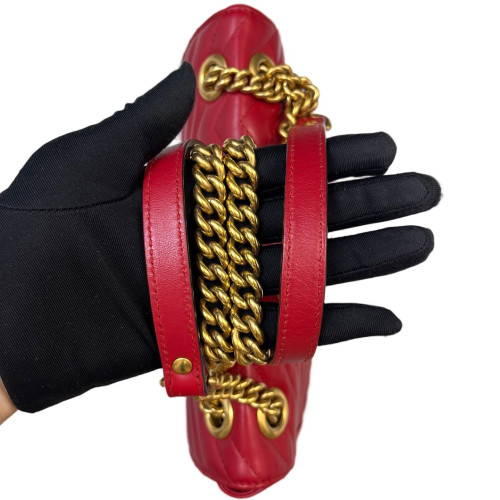 Gucci Chevron Small GG Marmont Calfskin Red