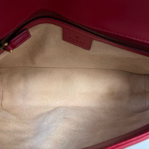 Gucci Chevron Small GG Marmont Calfskin Red