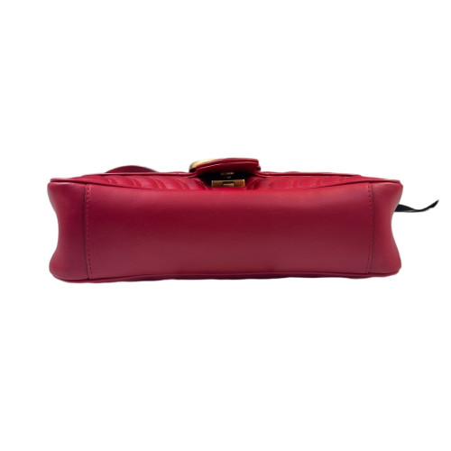 Gucci Chevron Small GG Marmont Grained Calfskin Red