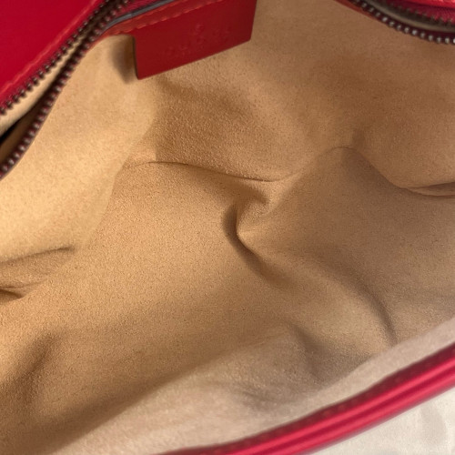 Gucci Chevron Small GG Marmont Grained Calfskin Red
