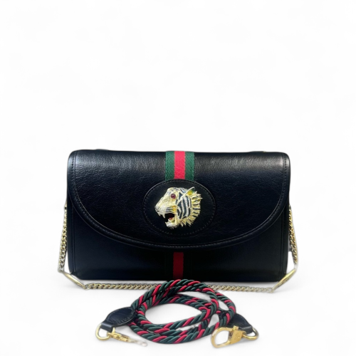 Gucci Small Rajah Shoulder Bag Calfskin Black
