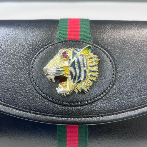 Gucci Small Rajah Shoulder Bag Calfskin Black