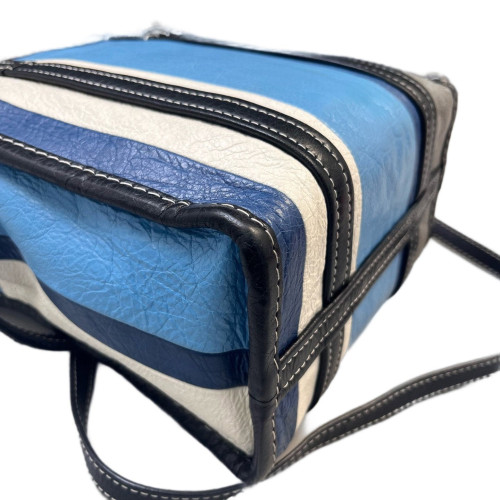 Balenciaga Xs Bazar Shopper Tote Arena Lambskin Black Blue White