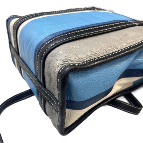 Balenciaga Xs Bazar Shopper Tote Arena Lambskin Black Blue White