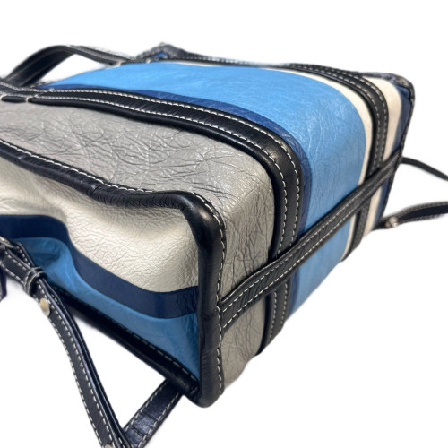 Balenciaga Xs Bazar Shopper Tote Arena Lambskin Black Blue White