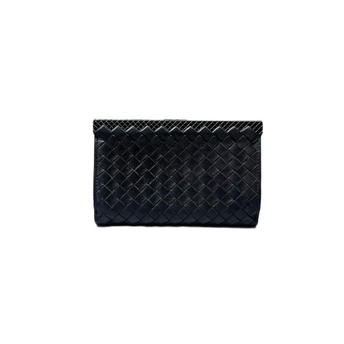Bottega Veneta Woven Compact Wallet Lambskin Intrecciato Black