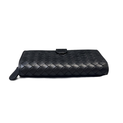 Bottega Veneta Woven Compact Wallet Lambskin Intrecciato Black