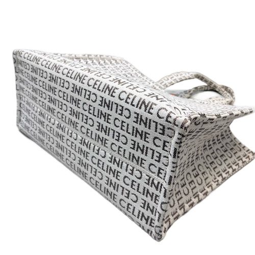 Celine Tote Bag Canvas Cowhide Beige Brown