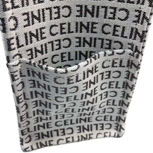 Celine Tote Bag Canvas Cowhide Beige Brown