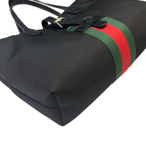 Gucci Web Tote Bag Canvas Black Red Green