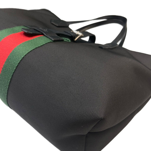 Gucci Web Tote Bag Canvas Black Red Green