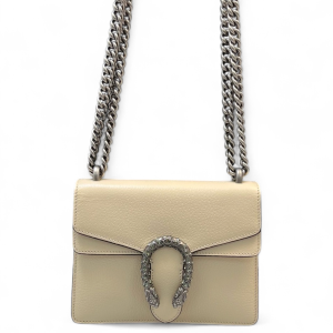 Gucci Crystal Embellished Mini Dionysus Grained Calfskin White
