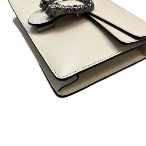 Gucci Crystal Embellished Mini Dionysus Grained Calfskin White