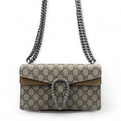 Gucci Crystal Small Dionysus GG Supreme Monogram Camel