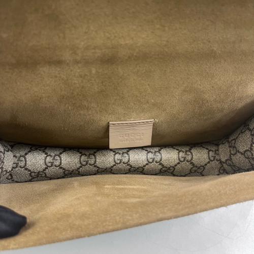 Gucci Crystal Small Dionysus GG Supreme Monogram Camel