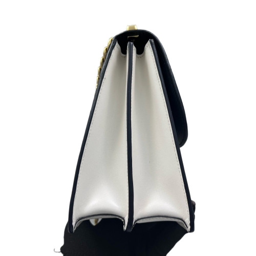 Prada Shoulder Bag Calfskin Black White Red