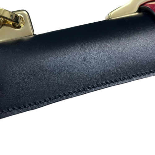 Prada Shoulder Bag Calfskin Black White Red
