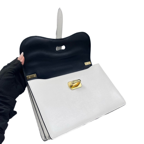 Prada Shoulder Bag Calfskin Black White Red