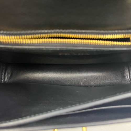 Prada Shoulder Bag Calfskin Black White Red