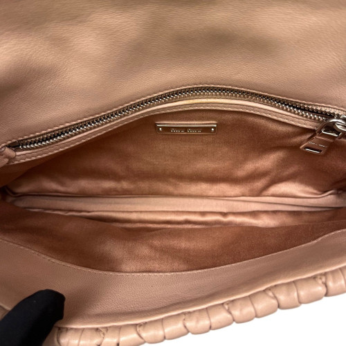 Miu Miu Crystal Matelasse Matelasse Crystal Flap Clutch Calfskin Nude Beige