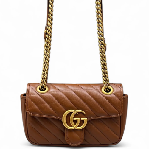 Gucci Mini GG Marmont Calfskin Tan