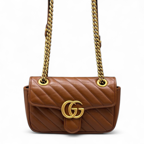 Gucci Mini GG Marmont Calfskin Tan