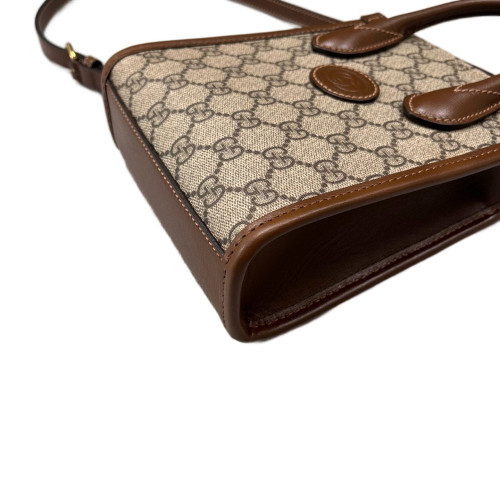 Gucci Mini Interlocking G Tote GG Monogram Beige Brown Gucci Mini Interlocking G Tote GG Monogram Beige Brown