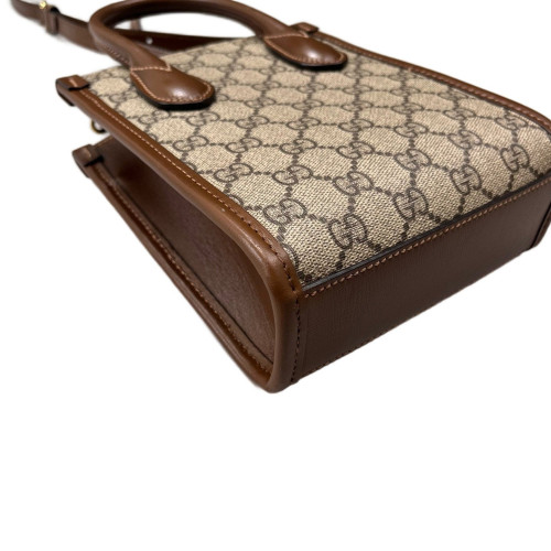 Gucci Mini Interlocking G Tote GG Monogram Beige Brown Gucci Mini Interlocking G Tote GG Monogram Beige Brown