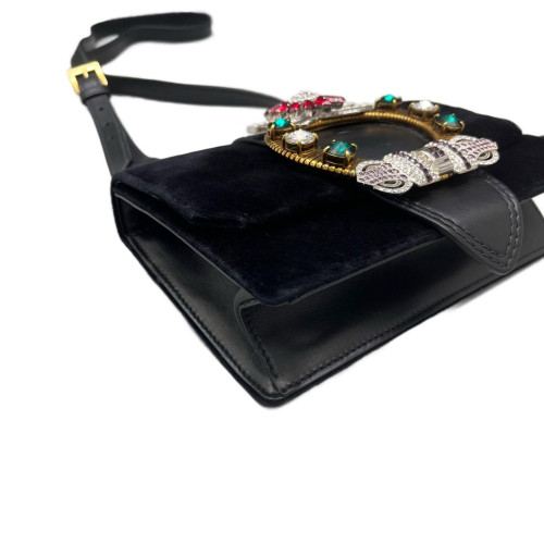 Miu Miu Crystal Crystal Embellished Madras Shoulder Calfskin Black Miu Miu Crystal Crystal Embellished Madras Shoulder Calfskin Black