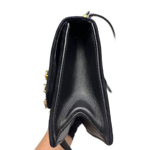 Miu Miu Crystal Crystal Embellished Madras Shoulder Calfskin Black Miu Miu Crystal Crystal Embellished Madras Shoulder Calfskin Black