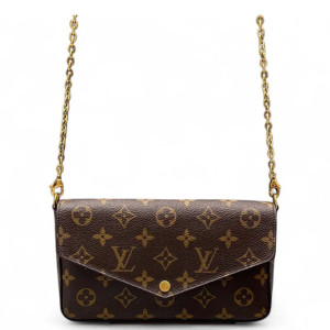 Louis Vuitton Pochette Felicie Chain Wallet Monogram Brown Magenta