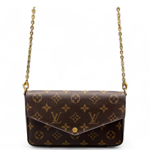Louis Vuitton Pochette Felicie Chain Wallet Monogram Brown Magenta